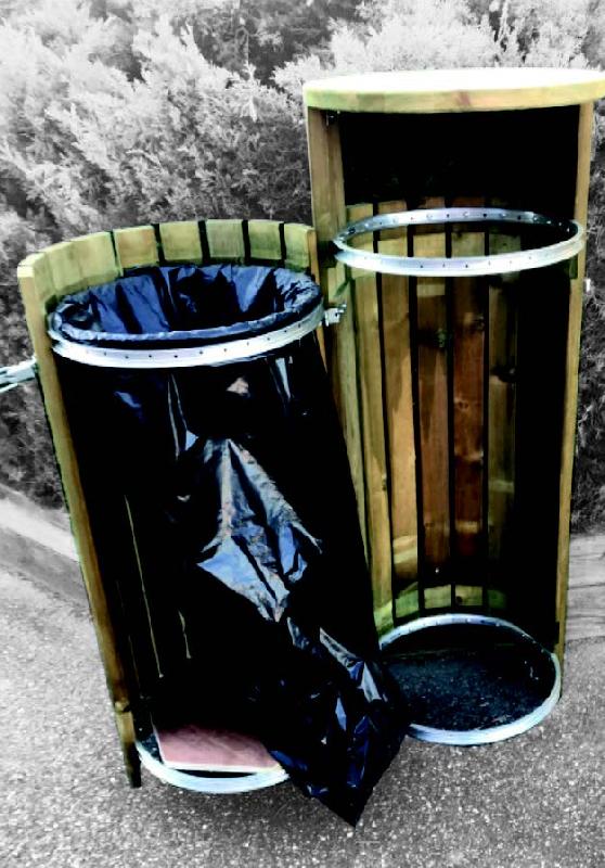 Corbeille bois ronde anti- pluie RONDIK_1