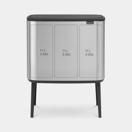 Poubelle Bo Touch Bin Brabantia - 3 x 11 litres - Matt Steel Fingerprint Proof - Tri sélectif élégant et écologique_1
