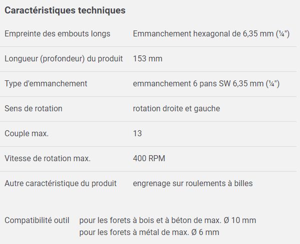Renvoi d'angle - Wolfcraft GmbH - Perçage et vissage à 90° - Retour d'angle de 52 mm_1