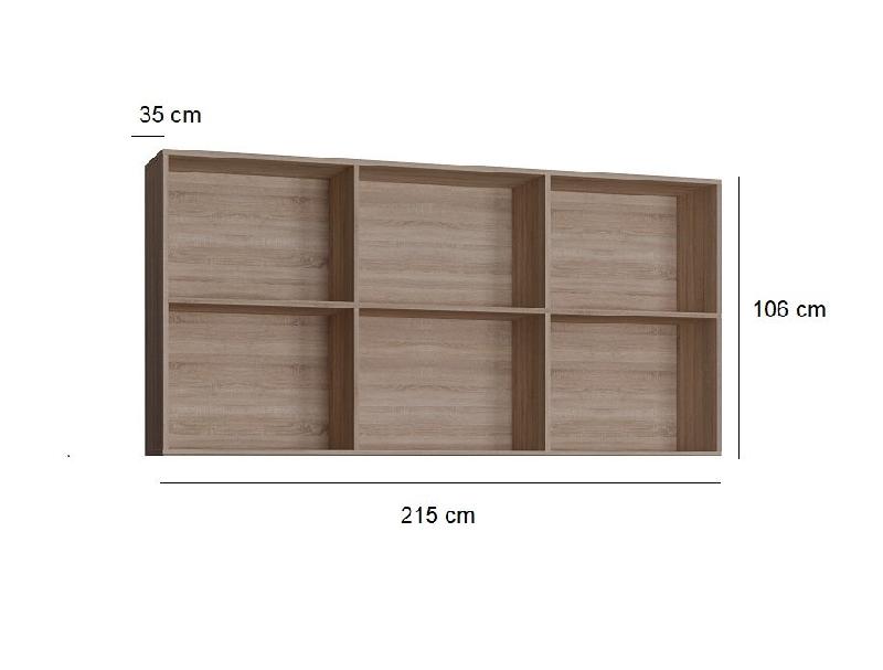 Surmeuble 6 niches de rangement pour lit escamotable horizontal 90 x 200 cm - Hauteur 106 cm - Finition chêne naturel - Compatible armoire lit STRADA_1