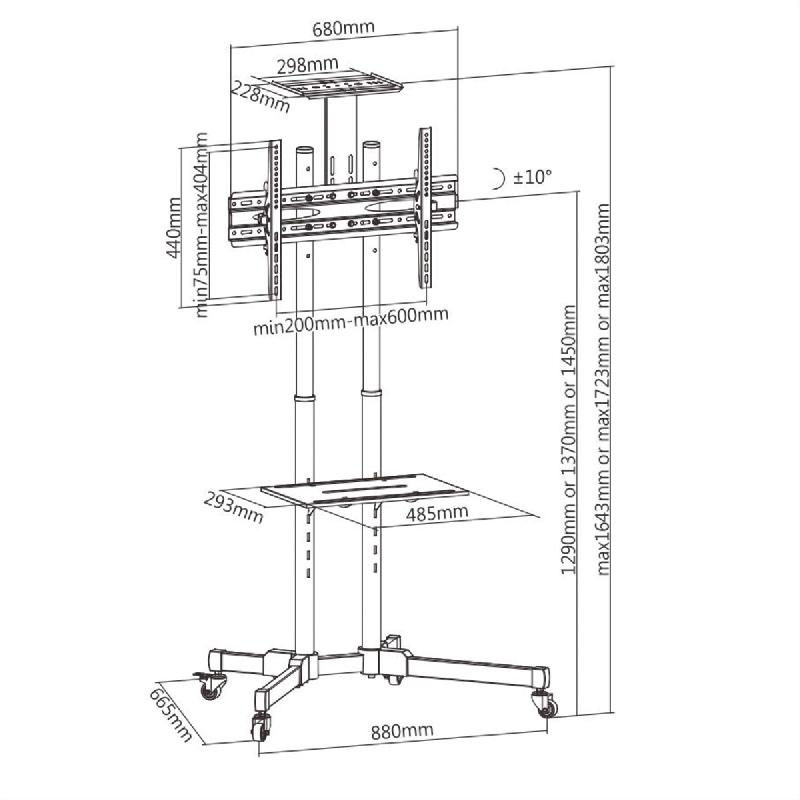 VALUE Support LCD/TV sur roues, jusqu'à 50kg (37