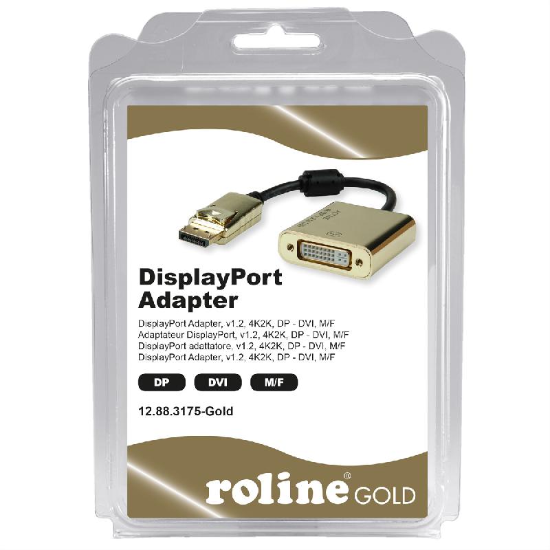 Roline gold 4k adaptateur displayport - dvi, dp m-dvi f, retail blister_1