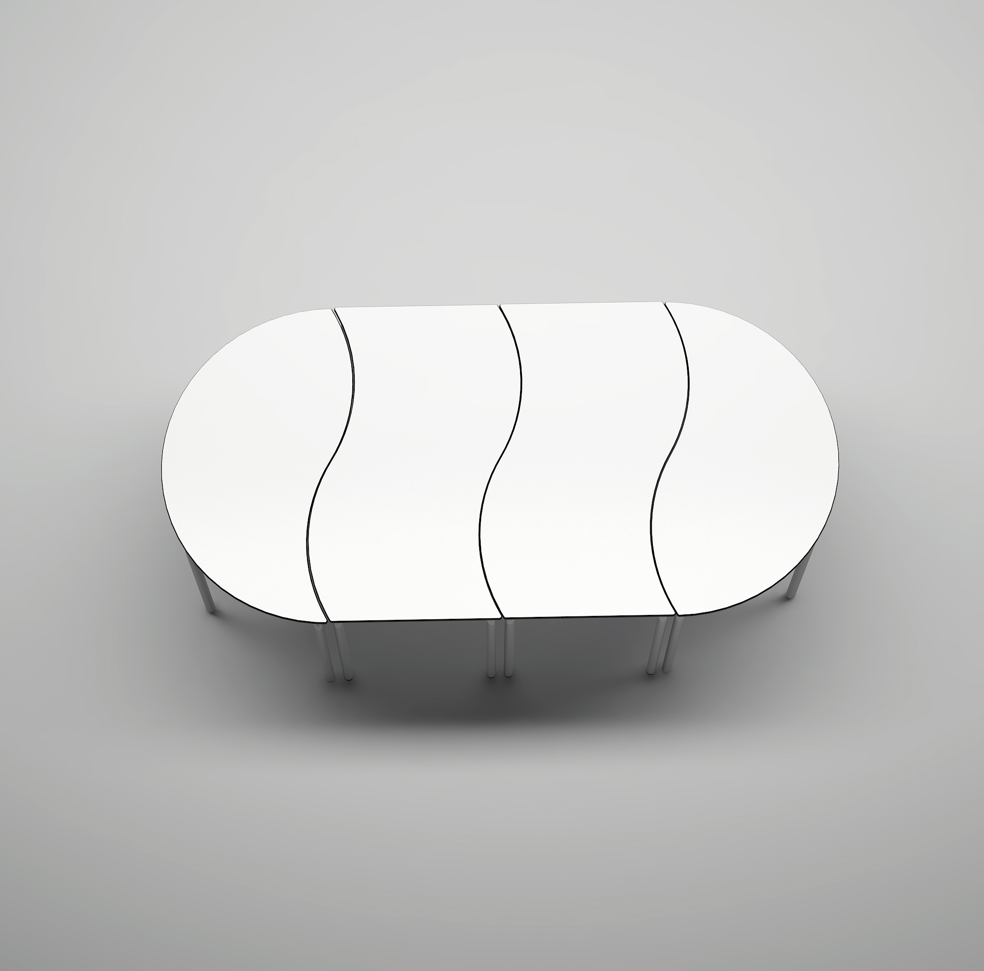 Table d'école Wave - structure métallique réglable en hauteur - finition blanche_1