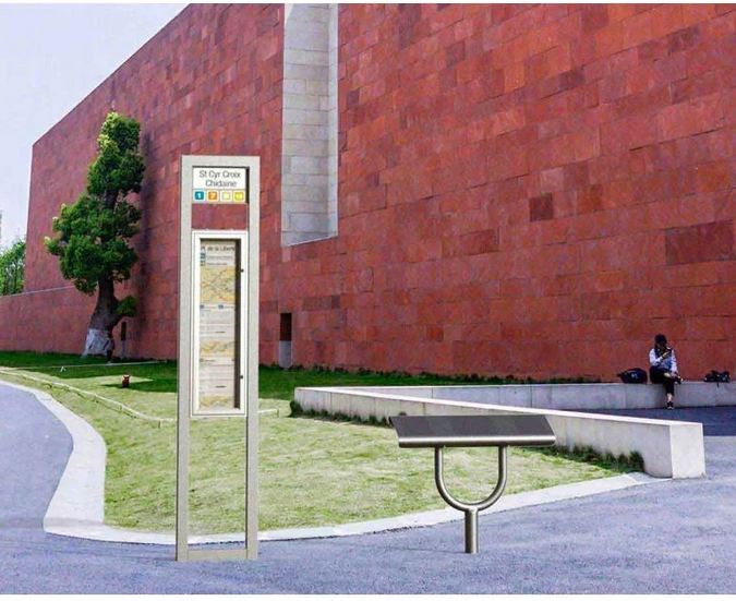 Assis-debout Oslo - Structure en tube acier Ø 76 mm - Assise en tôle d’acier galvanisée perforée - Longueur 900 mm_1