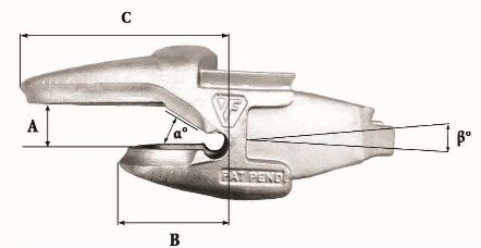 Dents de godet Fastkey FK9 1550 PA 0° - 21,5 kg - Dimensions précises et épaisseur de lame 50 mm_1