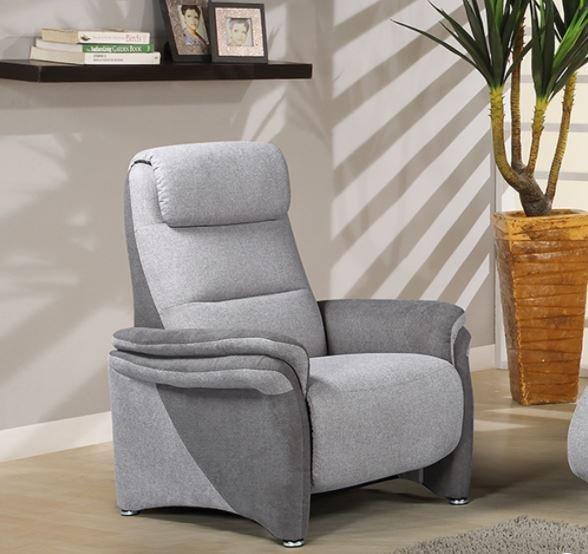 Fauteuil relax électrique Zilia - tissu bi-color gris clair et gris foncé - têtière ajustable et inclinaison jusqu'à 140°_1