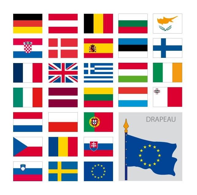 Kit de drapeaux européens - 29 drapeaux - Modèle drapeau_1
