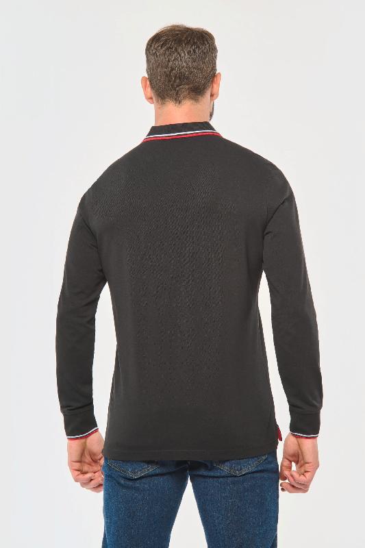 Polo maille piquée manches longues homme - Réf: K280 - Kariban - 100% coton - Coupe ajustée - Maille piquée avec col 3 boutons_1
