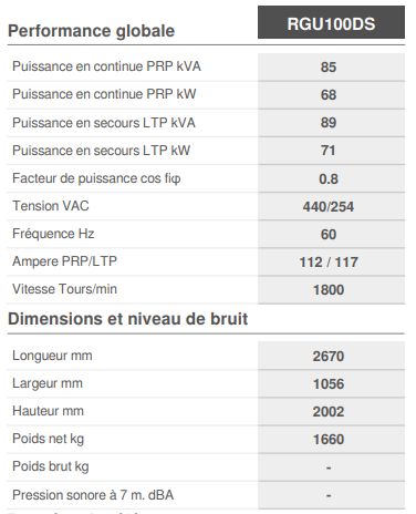 Queen-air RGU100DS - Groupe électrogène industriel insonorisé Genmac - 60Hz/1800rpm - 440/254V 3PH_1