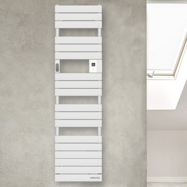 Radiateur sèche-serviettes connecté Adelis étroit 750W Blanc Carat - Atlantic - 861927_1