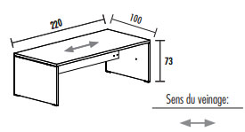Bureau de direction TAK 220 - Bois Noyer Américain - Référence 4940 BM M - Dimensions 220x100x73 cm_1