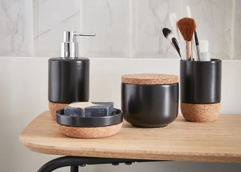 Distributeur de savon en céramique Odemira - noir - design pratique et décoratif_1