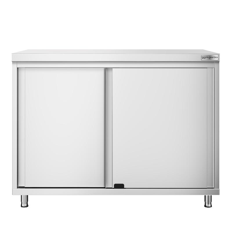 Meuble bas inox central P 600 mm avec portes - 1000_1