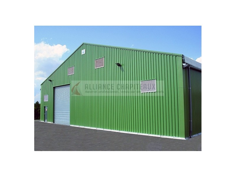 Tente de stockage fermée - structure fixe - couverture multi-éléments en polyester - 20m de largeur - hauteur faîtage 7,48m_1