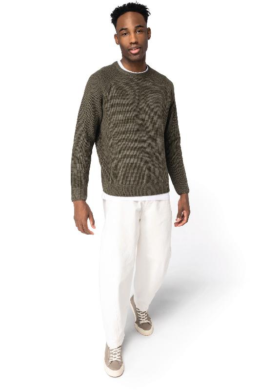 Pull écoresponsable homme à grosses mailles - Native Spirit - Réf: NS911 - 50% coton biologique / 50% polyester recyclé_1
