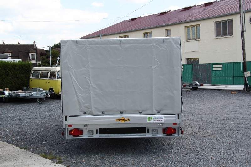 Remorque plateau HUMBAUR HT 305124 - 2 essieux, roues dessous, ridelles alu_1