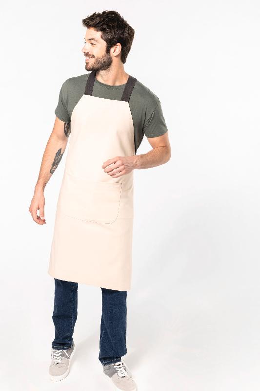 Tablier coton Bio - Réf: K8002 - canvas résistant avec sangles croisées et poche frontale_1