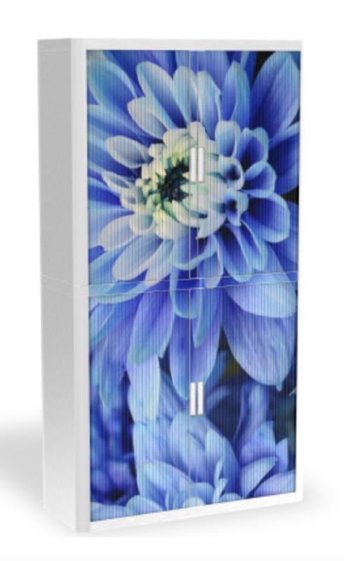 Armoire à rideaux avec décor nature - EasyOffice. - Hortensia, Haute_1