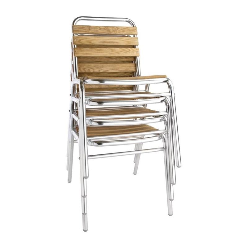 Chaises bistro bois et aluminium empilables - Lot de 4 - Intérieur / Extérieur - GK997 | Bolero_1