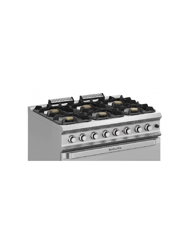 Fourneau 6 feux gaz sur grand four gaz MBM - acier inoxydable - modèle IPX5 - 64 kW_1