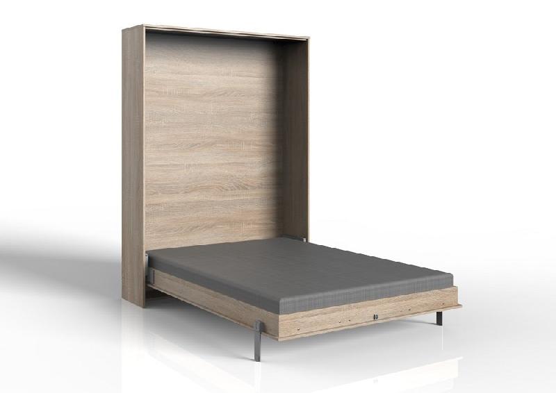Lit escamotable VANIER décor chêne - Couchage quotidien 140 x 200 cm avec sommier inclus_1
