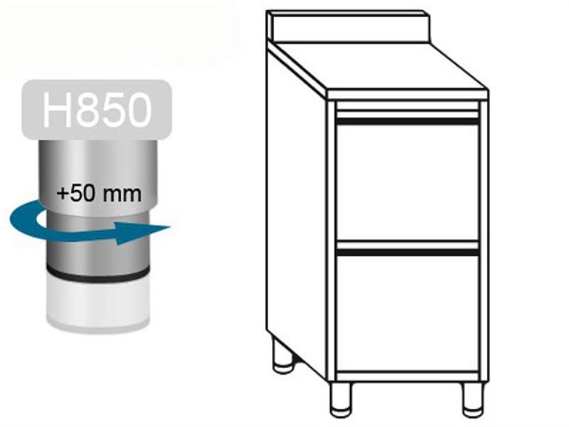 Meuble inox adossé 2 tiroirs profondeur 700 x 500 mm_1