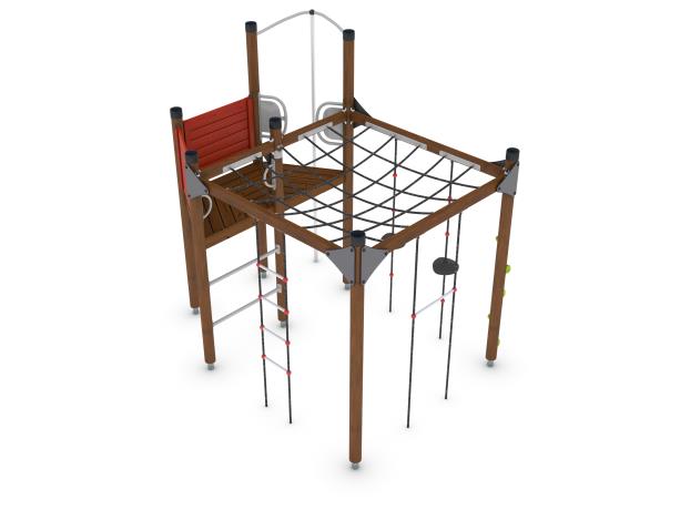 Structure multi-jeux 5 à 12 ans - Uniplay Ficcorenta 8061750 - Poteaux et panneaux bois - Fondation à enterrer - Hags_1
