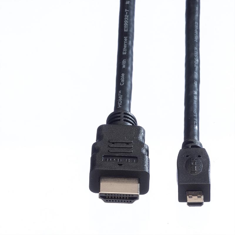 Value câble hdmi high speed avec ethernet, hdmi a m - micro hdmi d m, 2 m_1