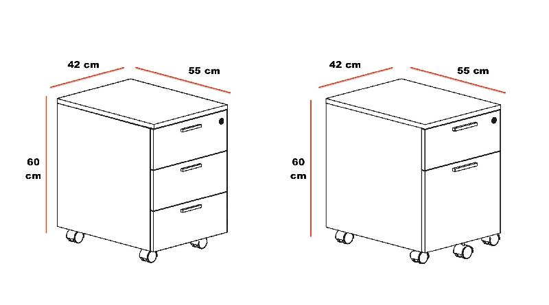 Caisson de rangement pour bureaux - Ofitres - Blanc, 3 tiroirs_1