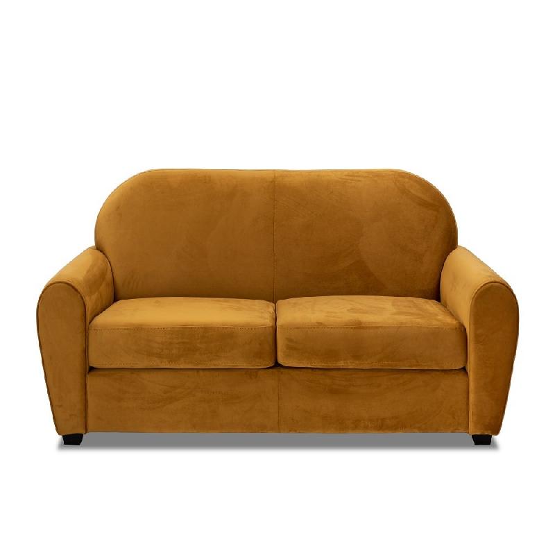 Canapé fixe Club 2 places en velours jaune moutarde - Design vintage anglais et fabrication italienne_1