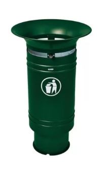 Corbeille publique Cévennes 60 L - pied cylindrique - seau en tôle électrozinguée avec serrure à clé triangle_1