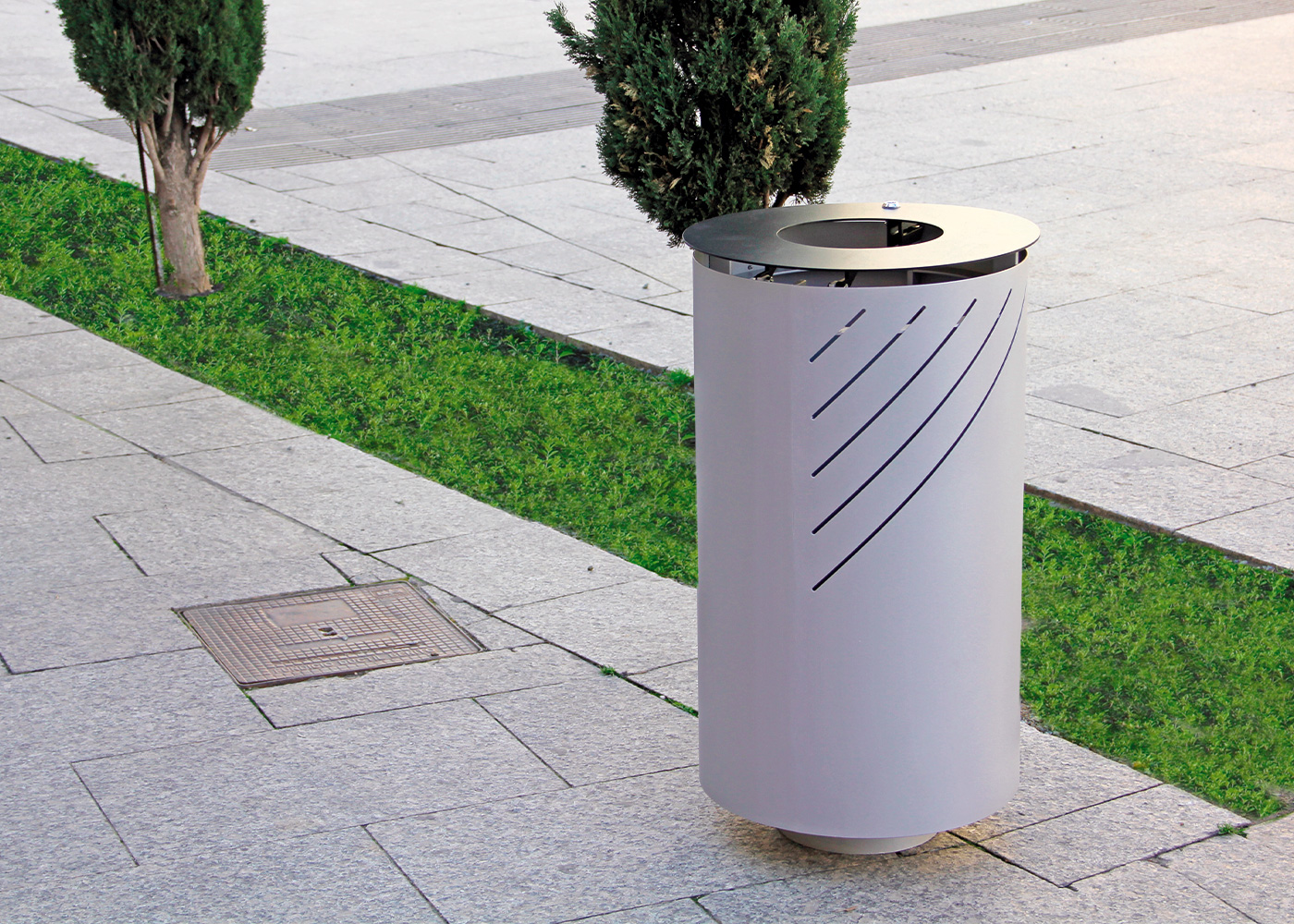 Poubelle publique Mielek R PA690 - acier zingué avec seau intérieur galvanisé_1