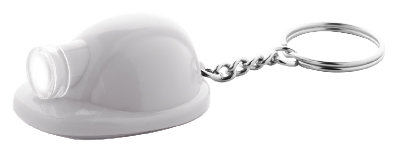 Porte-clés publicitaires en plastique - Casque de sécurité avec lampe LED et pile bouton incluse_1