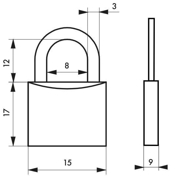 Cadenas à clé type 1 - 15 mm - Corps laiton monobloc, anse acier nickelé - Thirard_1