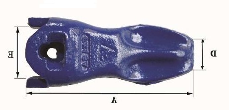Dents de godet Fastkey FK2 SA - Références FK2 SA - Poids 1.6kg - Dimensions A 180mm, B 74mm, C 6mm, D 31mm, E 49mm_1
