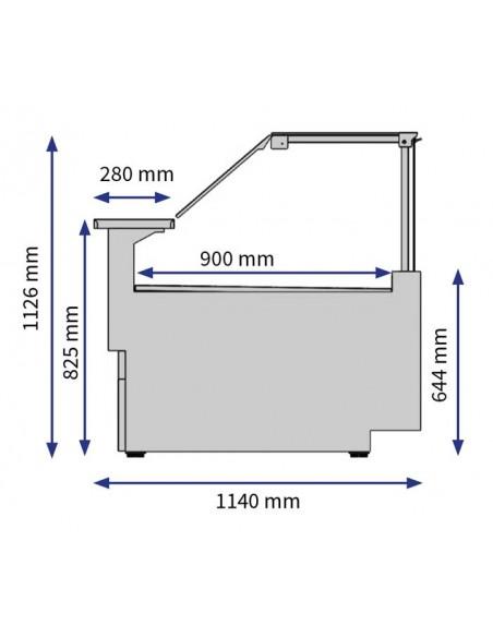 Vitrine canalisable pour viande, traiteur, produits laitiers/fromage - Froid ventilé, Acier inox, Exposition 900 mm - Référence: ONYX 90-3750-N/VD_1