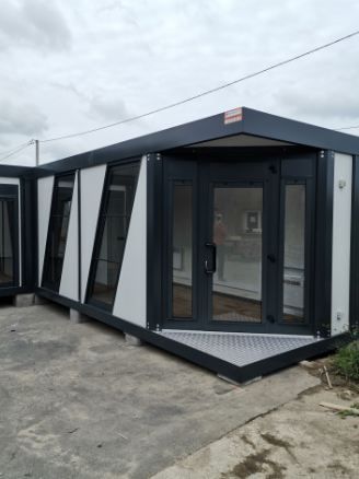 Bureau modulaire de vente - 2 modules design avec options palier, rampe PMR et équipements - L.6.09m x l.9.68m_1