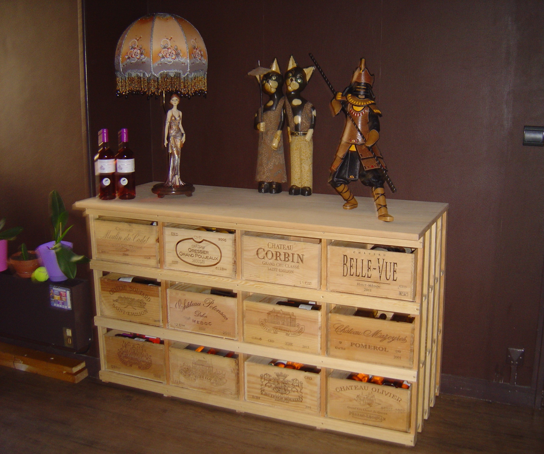 Casier à bouteilles et à caisses de vin : combi 4 - 12 compartiments, capacité 252 bouteilles_1