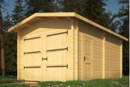 Garage simple bois / 17.5 m² / toit double pente / porte battante / 3.5 x 5 x 2.79 m_1