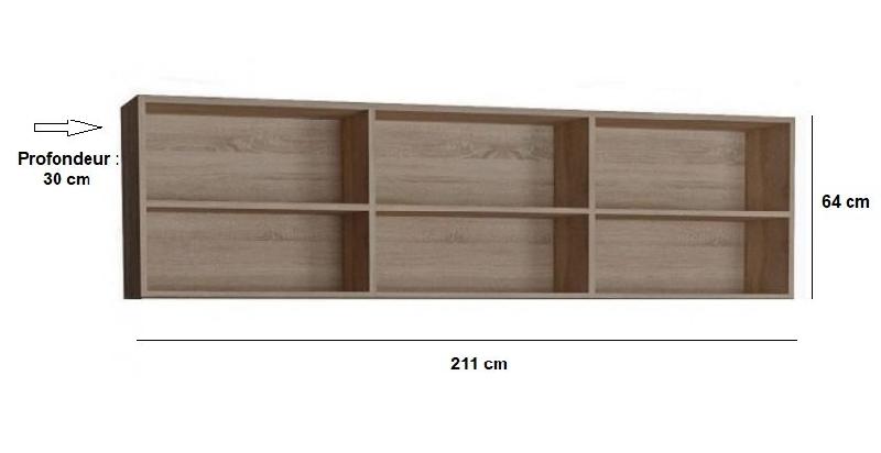 Surmeuble pour lit escamotable VERTIGO 140 x 200 cm - Chêne naturel - 6 niches fixes_1