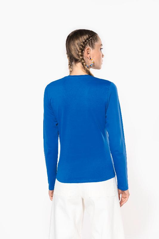 T-shirt col V manches longues femme - Réf: K382 - Kariban - 100% coton - Coupe cintrée_1