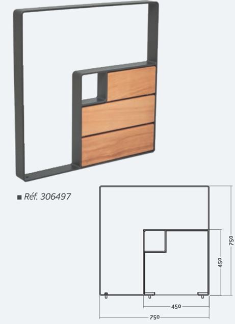 Appui vélos moderne KUB - avec ou sans élément décoratif en bois - Structure acier ou acier et bois_1