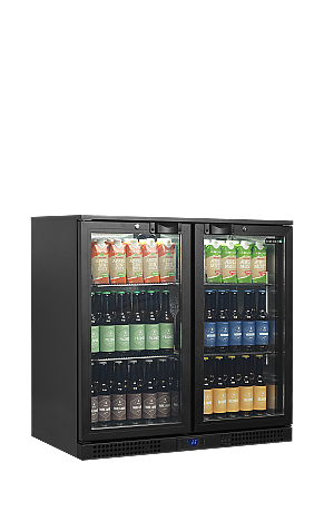 Arrière - bar 2 portes vitrées à charnières et 4 clayettes chromées - 182 L | Tefcold - BA26H_1
