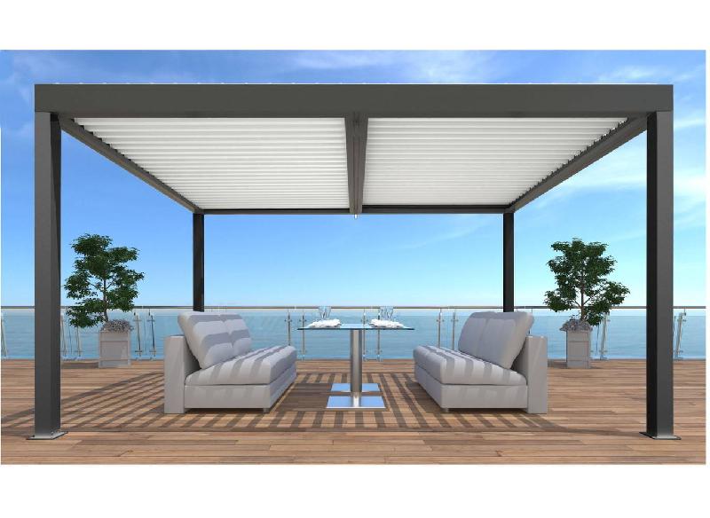 Pergola autoportée bioclimatique motorisée Eris 3x4 m en aluminium - Grey_1