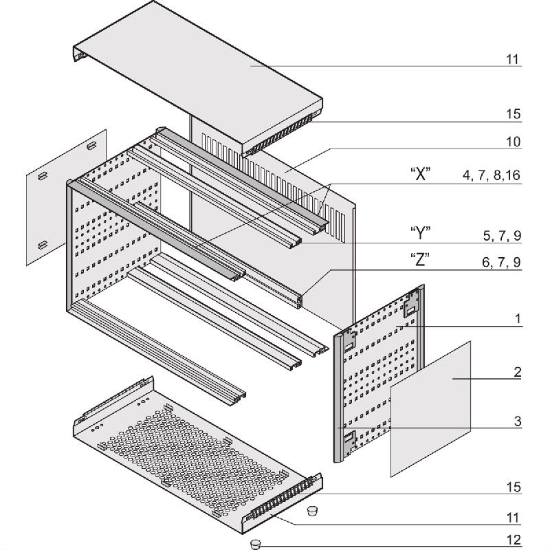 SCHROFF RatiopacPRO, boîtier complet, bureau, blindage rétrofitable, garniture frontale, 3 U, 28 HP, 255 mm_1