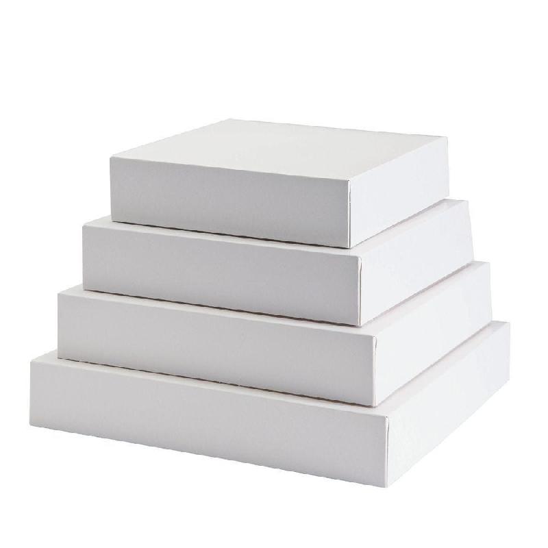Boite pâtissière en carton blanc - 20x20x5cm - par 50 - contact sec, humide et gras_1