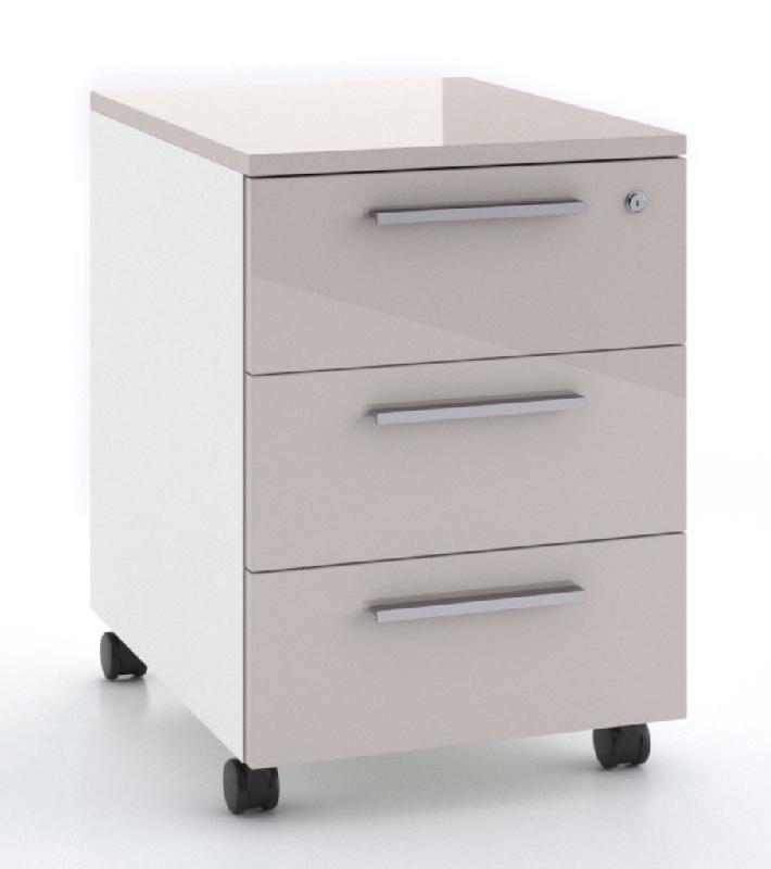Caisson mobile 3 tiroirs blanc bicolore - Ofitres - Blanc pastel, Cachemire_1