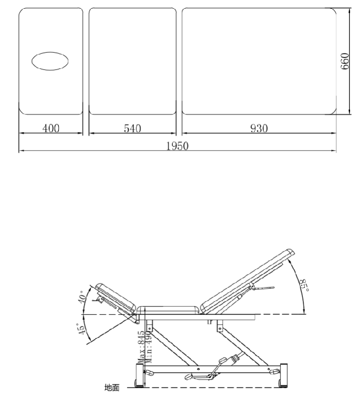 EL03 hydraulique - Table de traitement réglable - Marque Coinfycare - Hauteur ajustable 49-84,5 cm - Capacité 225 kg_1