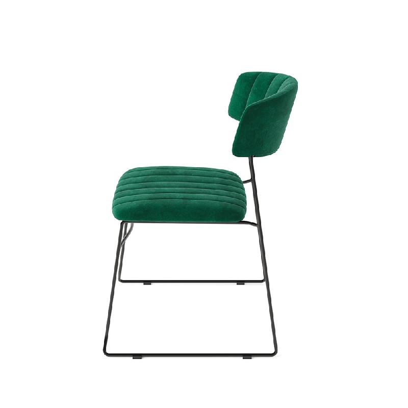 Mundo - Chaise empilable en velours vert_1