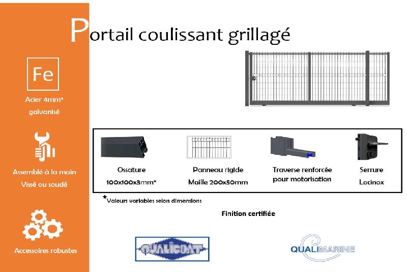 Portail coulissant grillagé - 9000 / 1500_1